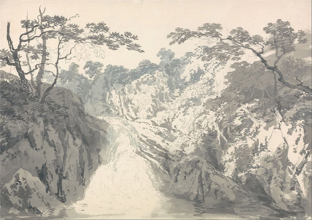 Paesaggio con cascata, 1796219 - William Turner, Paesaggio con cascata, 1796